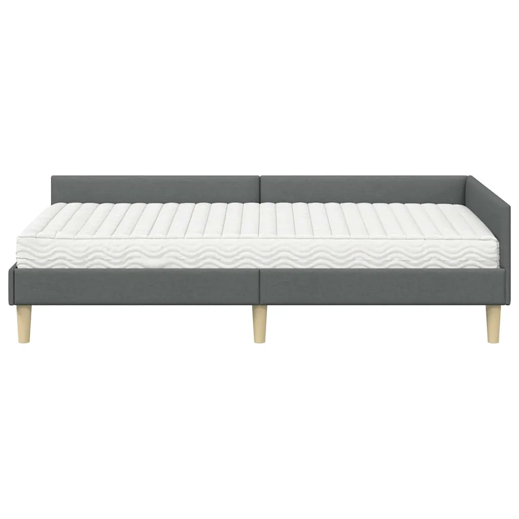 Struttura Letto Angolare con Materasso 2 pcs Grigio Tessuto