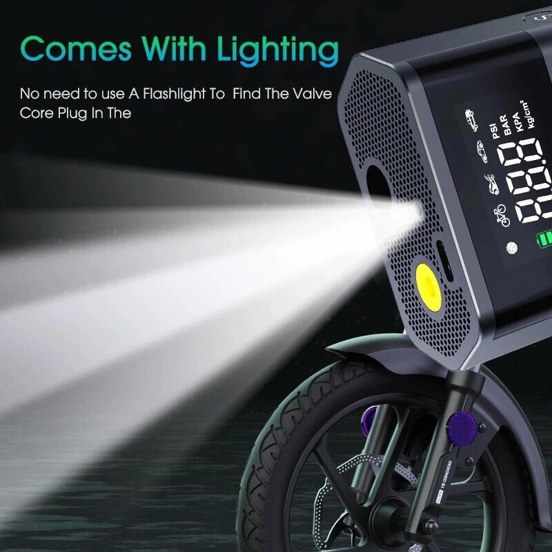 Compressore ad Aria Portatile a Batterie Gonfiatore Pompa Per Auto Moto Bici