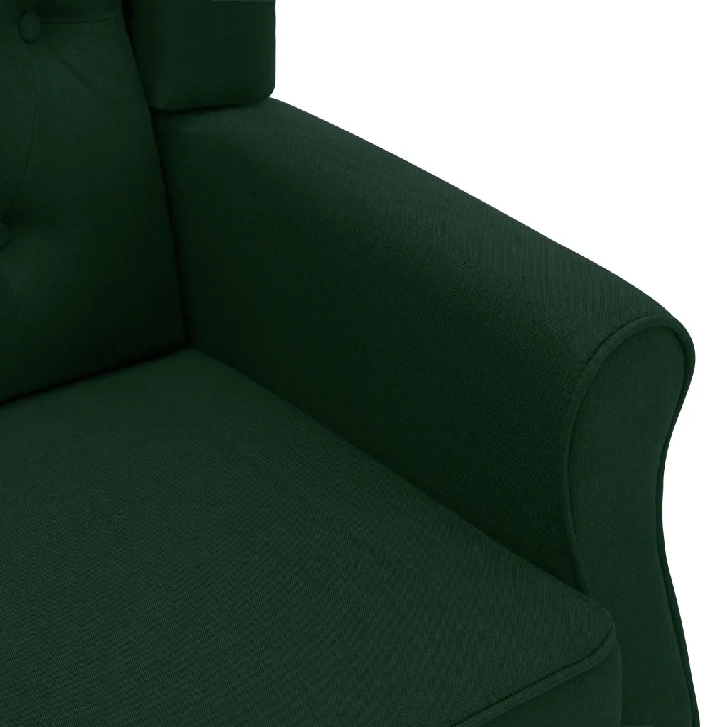 Poltrona | Sedia Relax con Poggiapiedi Verde Scuro in Tessuto