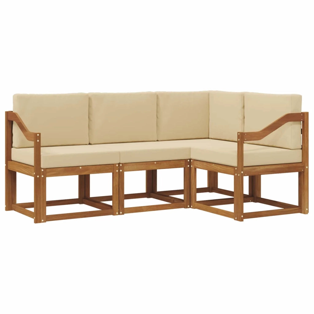 Set di divani da esterno con cuscino 4 pcs Naturale e Beige 3366341