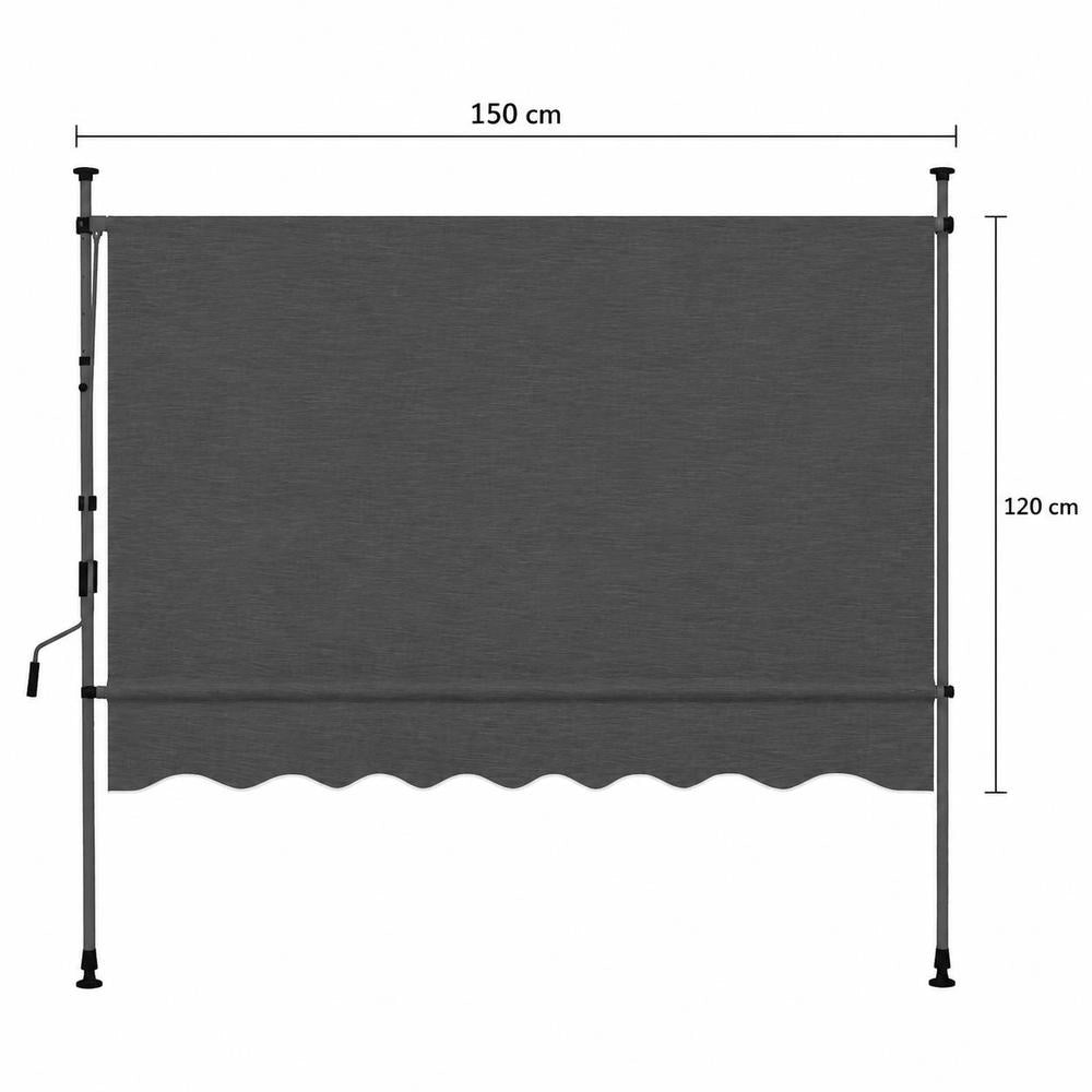 Retractable Awning, Manually Operated, With LED, 150 Cm, Anthracite