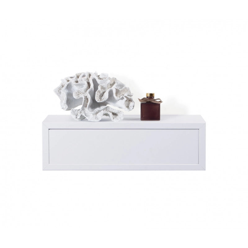 Mensola da Muro con Cassetto Lego, Comodino Sospeso, Mensola da Parete, 45x13.4 p20 cm, Bianco - Made in Italy