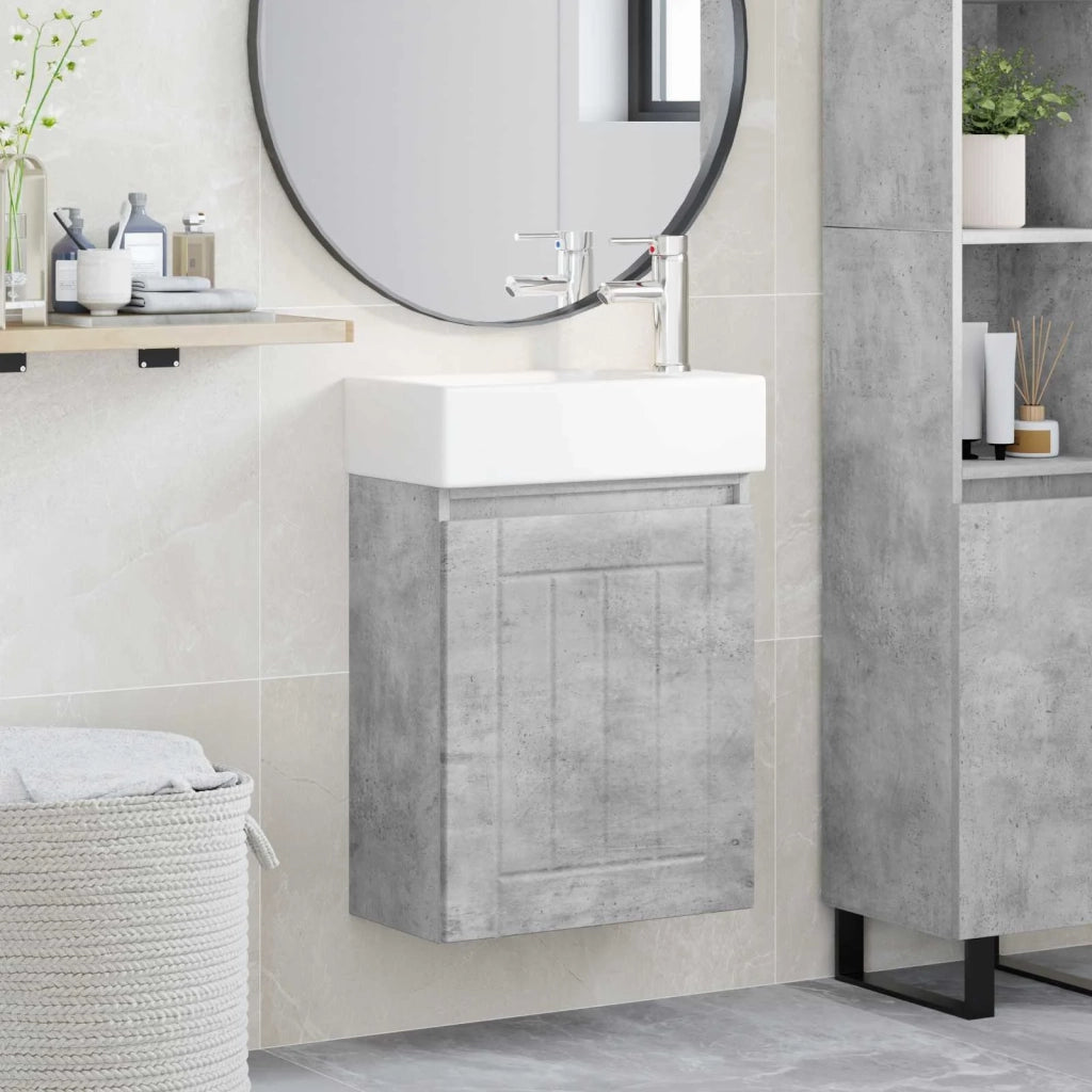 Mobile bagno con rubinetto Grigio Cemento 45,5 x 25,5 x 84 cm 889494