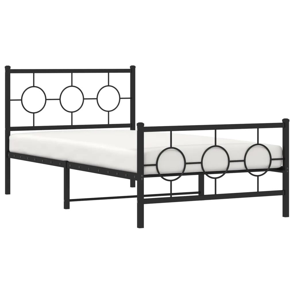 Giroletto con Testiera e Pediera Metallo Nero 100x200 cm