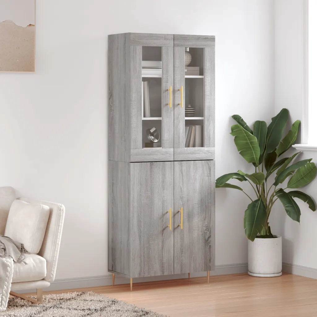 Credenza-Buffet-Armadio da cucina Grigio Sonoma 69,5x34x180 cm in Legno Multistrato 393604