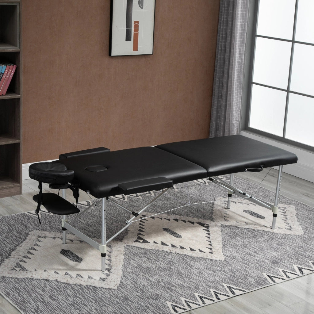 Lettino da Massaggio Fisioterapia 1 Snodo 185x70,1x80 cm in Legno  Nero