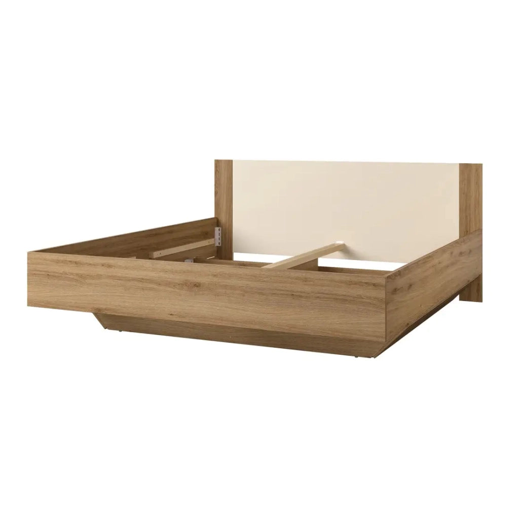 Letto VERTIGO – 180x200 cm – Rovere selvaggio e beige sabbia – Senza rete – Piede del letto design