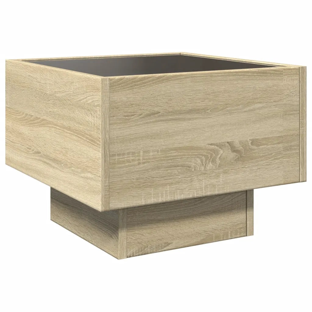 Comodino | Armadio da Notte | Mobiletto da notte con LED Infinity Rovere Sonoma 40x40x30 cm
