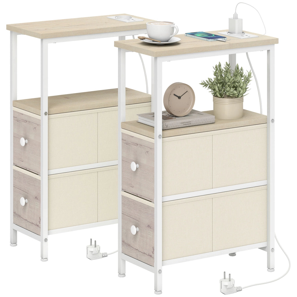 Tavolino da salotto con 2 cassetti e prese USB ¨C ZephMum ¨C Grigio naturale