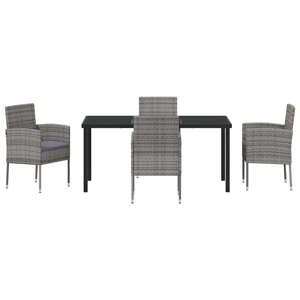 Set da Pranzo per Giardino con cuscino 5 pcs Grigio polyrattan 3380060