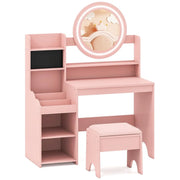 Toeletta per bambini 84 x 37 x 107 cm con specchio illuminato pratico contenitore atmosfera accogliente MDF rosa 20_0017058