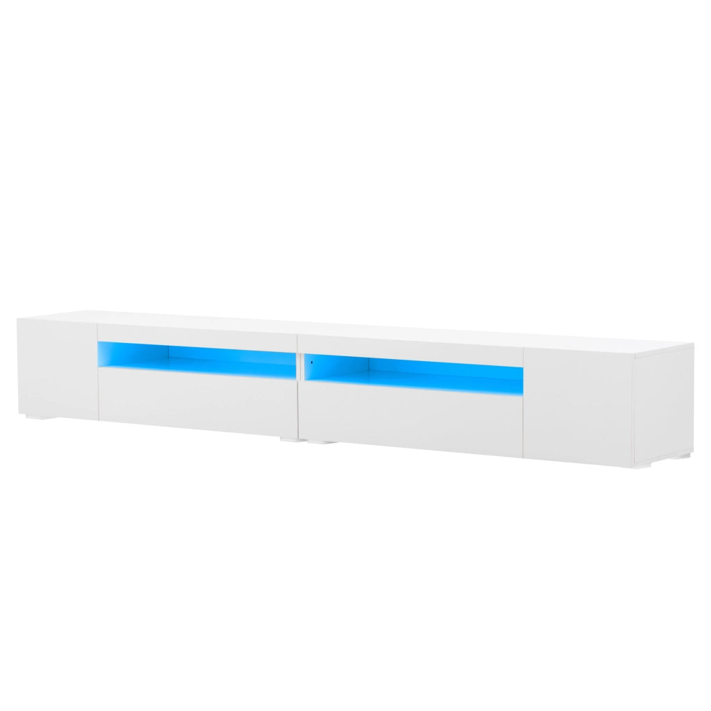 Mobile TV con 2 Ante; Vani a Giorno e LED Variabile; Stile Moderno; 240??38;5??35;5 cm; in MDF; Bianco