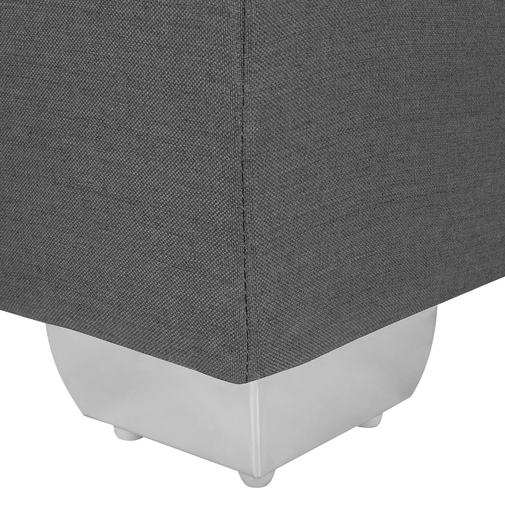 Letto continentale singolo da 90 x 200 in tessuto grigio con materasso contemporaneo