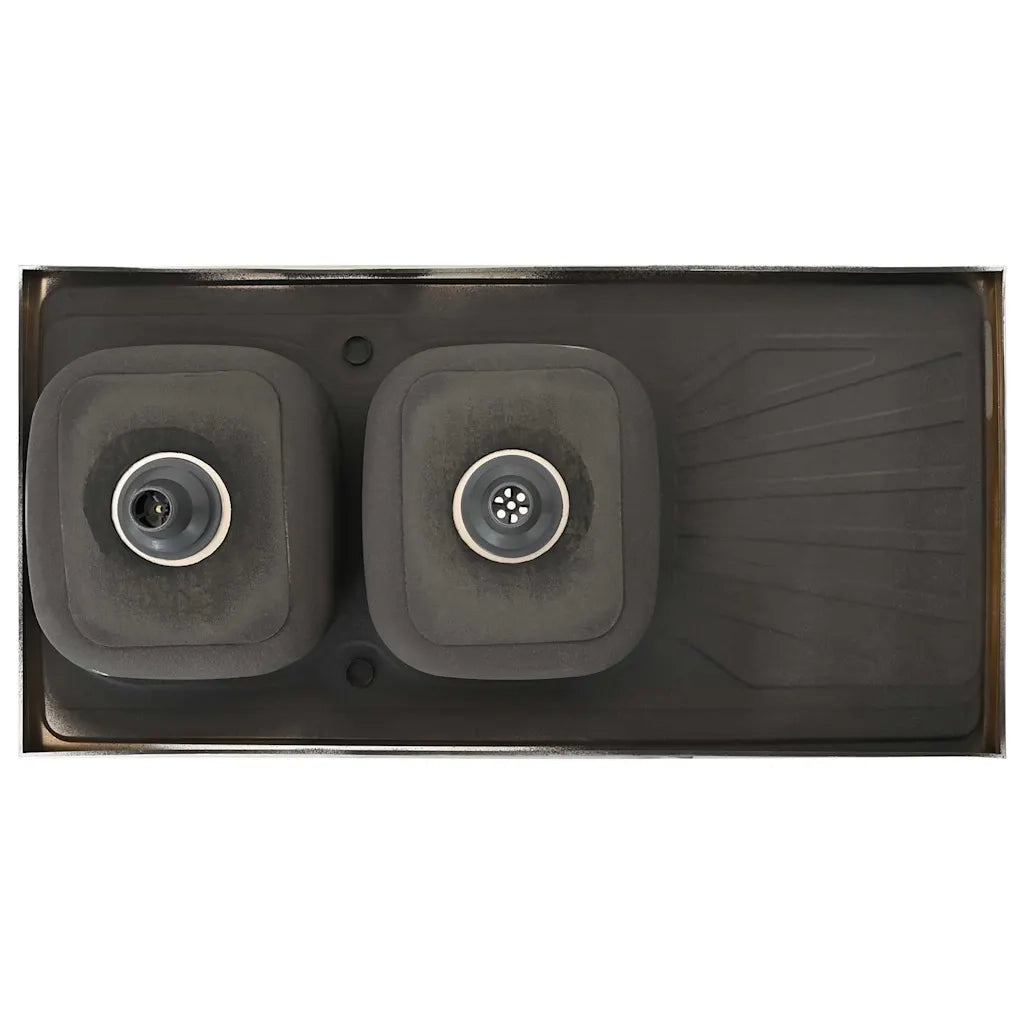 Lavello da Cucina Doppia Vasca Argento 1200x600x155 mm Acciaio CFW2723687