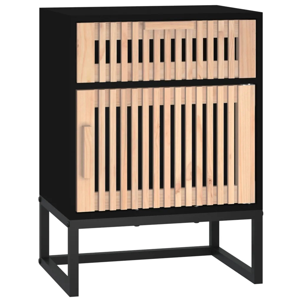Comodini 2 pz-Set di 2 Tavolino da notte Neri 40x30x55,5 cm Legno Multistrato e Ferro