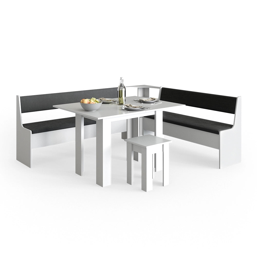 Vicco Gruppo panca ad angolo Bianco 210 x 41.5 cm con tavolo