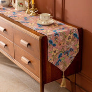 Tavolo con tovaglia per tavolo con classici pennelli fiorali, adatto come decorazione per la casa, tovaglia per tavolo lunga, 30*180cm (rosa).