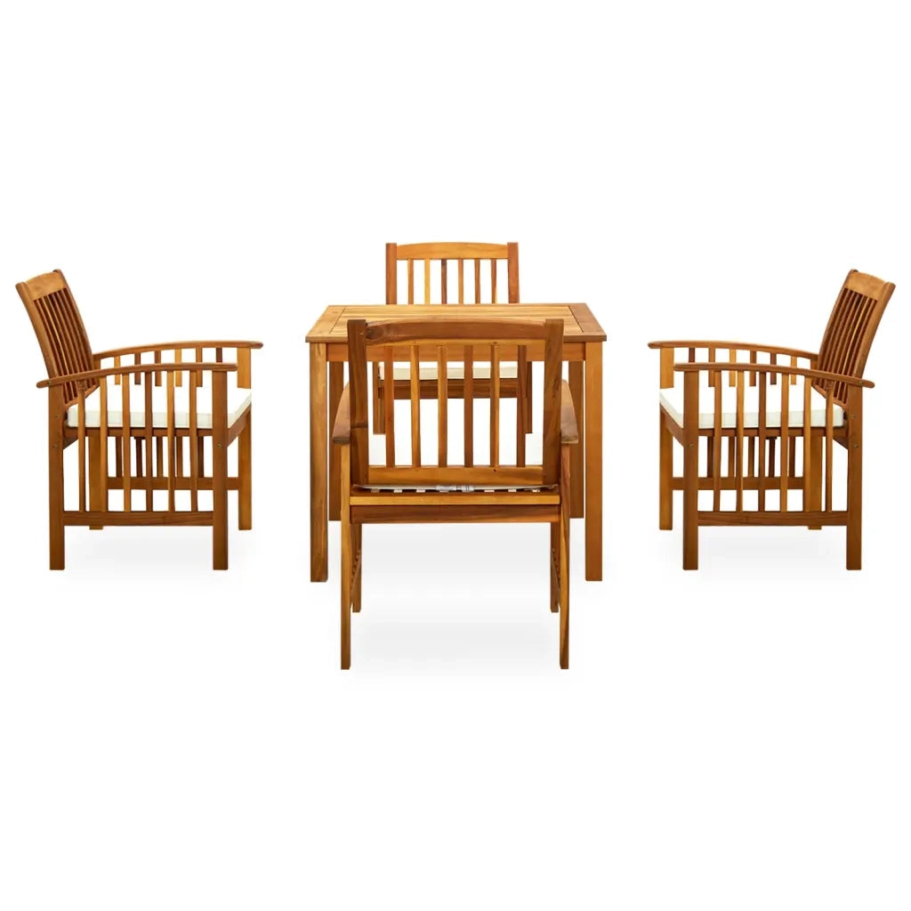 Set da Pranzo da Giardino 5 pz con Cuscini Massello di Acacia cod mxl 37865