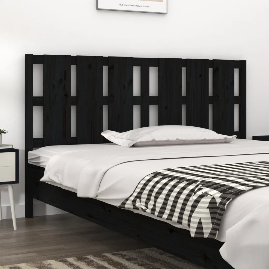 Testiera per Letto Nera 165,5x4x100cm in Legno Massello di Pino 818004