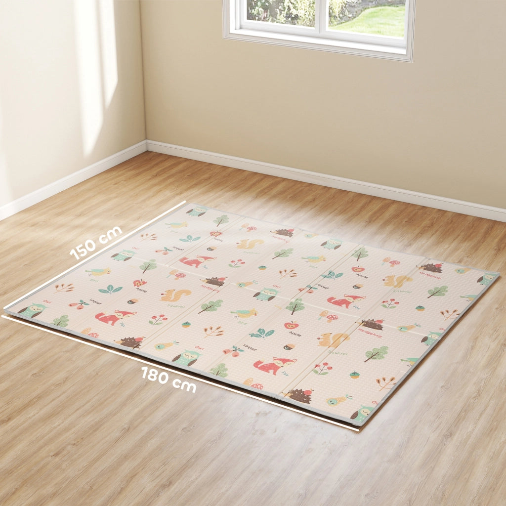 Tappeto per Bambini 0-3 Anni con Numeri e Lettere e Superficie Impermeabile. in XPE Multicolore. 180x150x1 cm