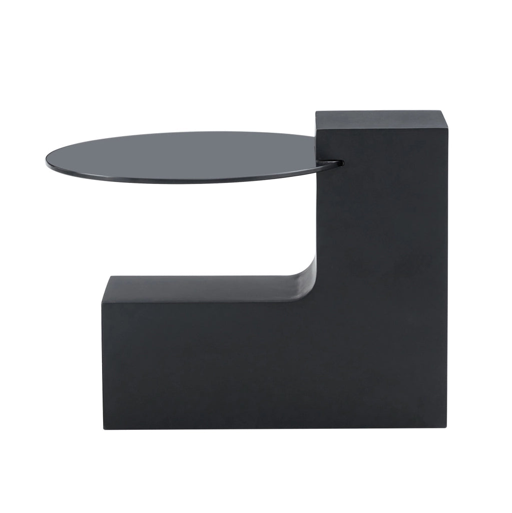 Set 2 tavolini rotondi 61 e 44 cm bianco nero in MDF e vetro; separabili