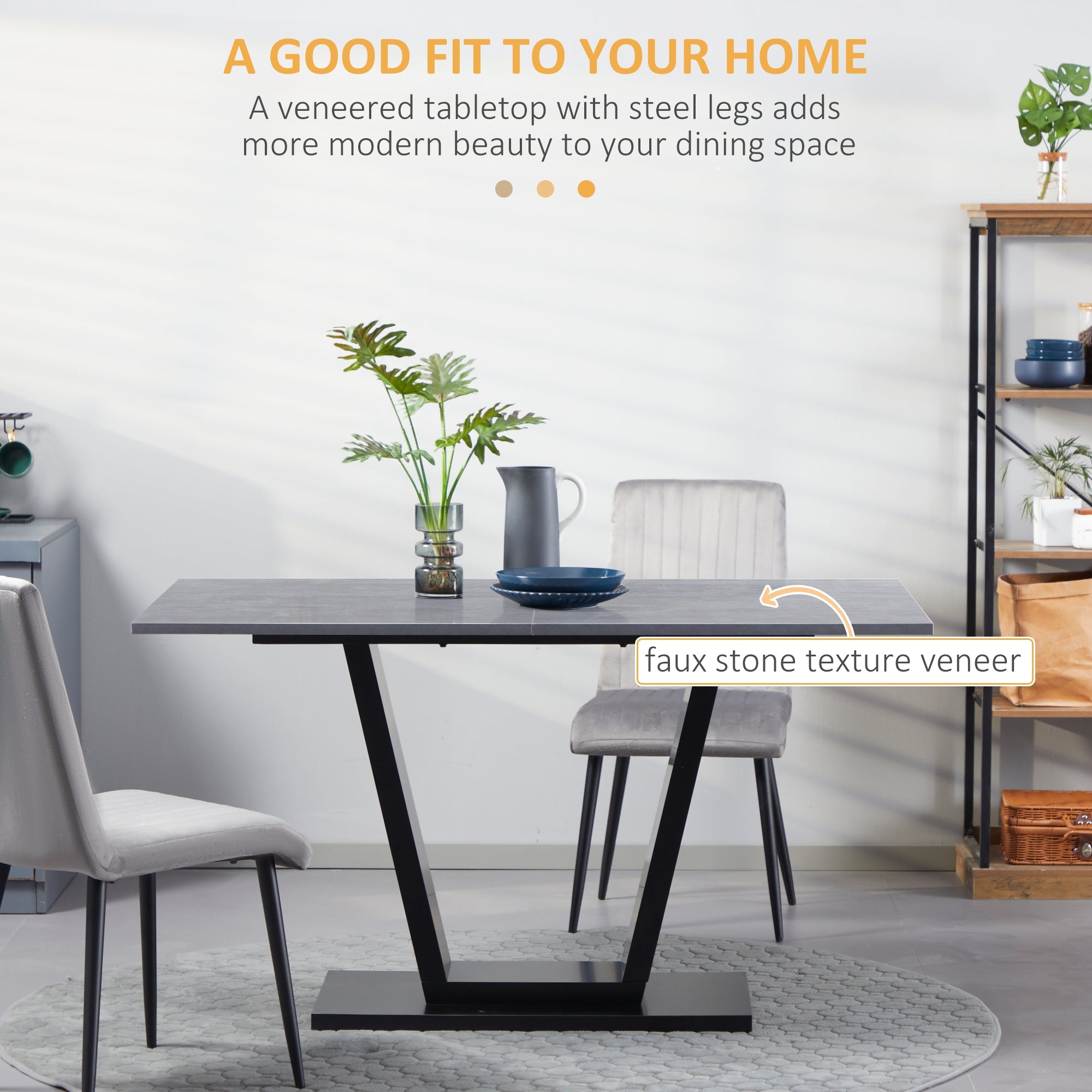 Tavolo da Pranzo per 4-6 persone 140x80x76 cm Piano Effetto Marmo