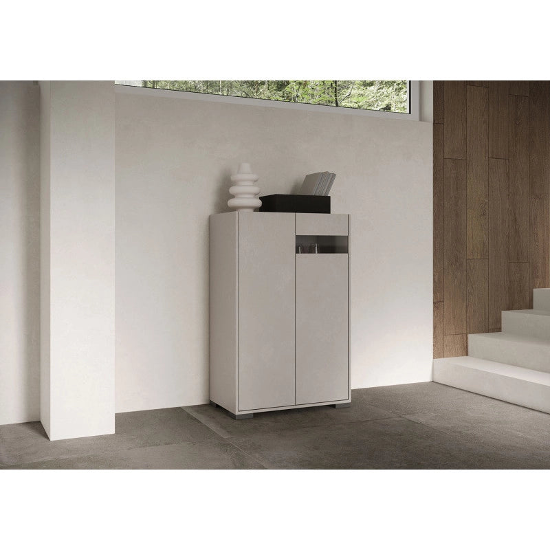 Credenza alta moderna 2 ante 70x35x110 cm Riflesso - Cashmere