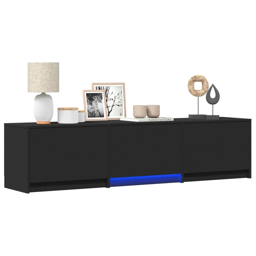 Mobile TV con LED-Credenza per TV Nero 165 x 34 x 40 cm Legno ingegnerizzato