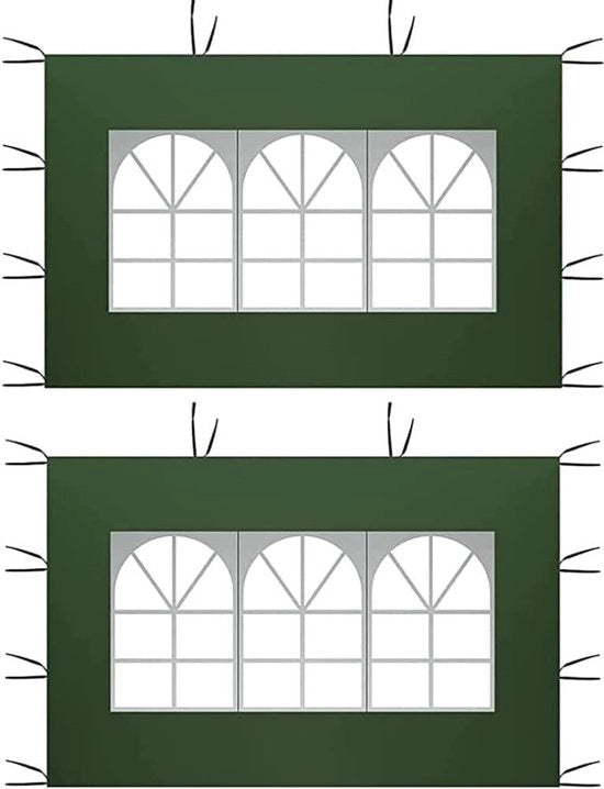 Pannelli laterali in PVC acqua resistente verde, 2 pezzi, 2x3 m, tenda da giardino con protezione UV 210D, sostituzione laterale per tenda da giardino esterna