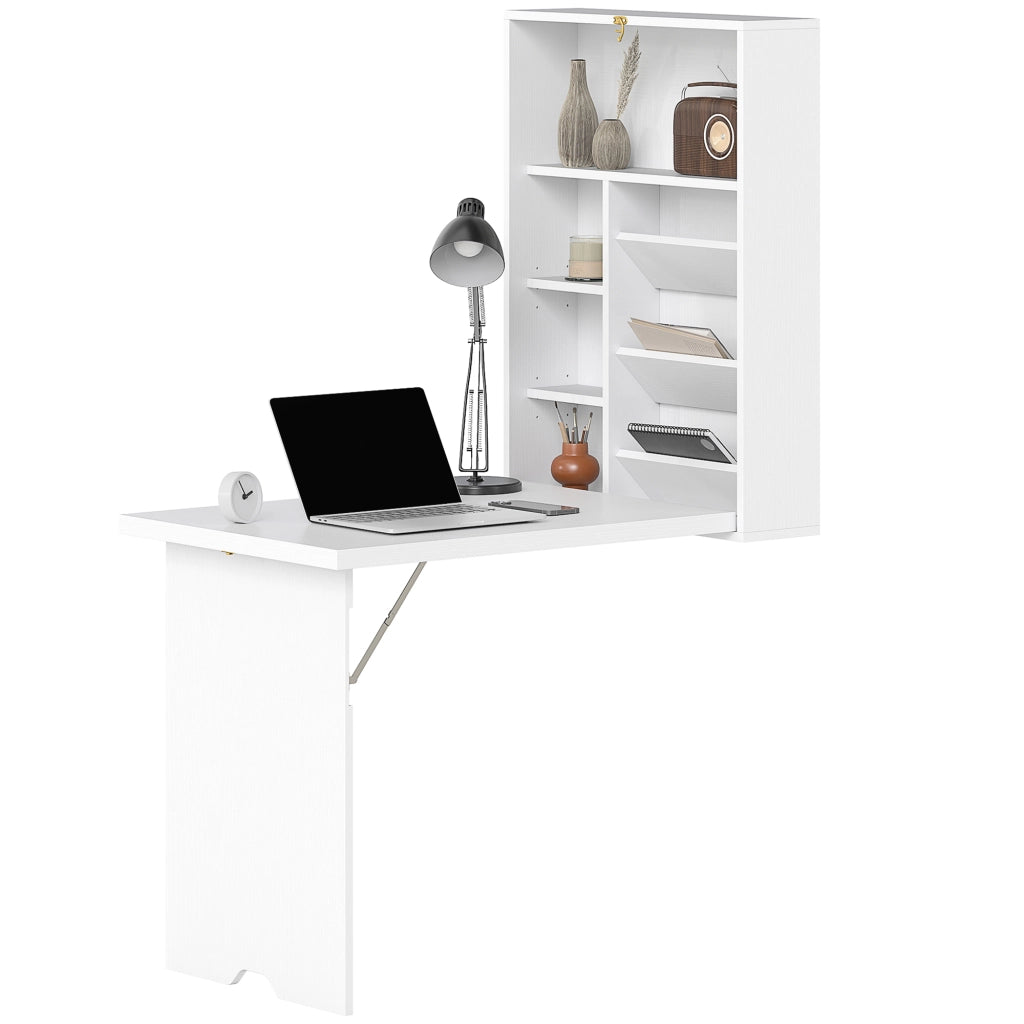 Scrivania a muro pieghevole ¨C zephmum ¨C bianco 93.8x60x147 cm