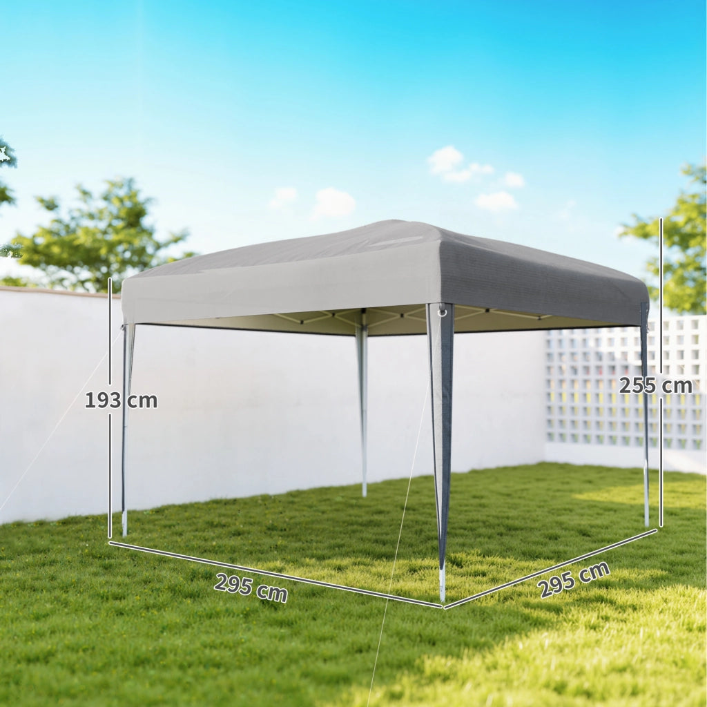 Gazebo da giardino pieghevole anti-UV con sacco ¨C zephmum ¨C grigio 2.95x2.95x2.55 m