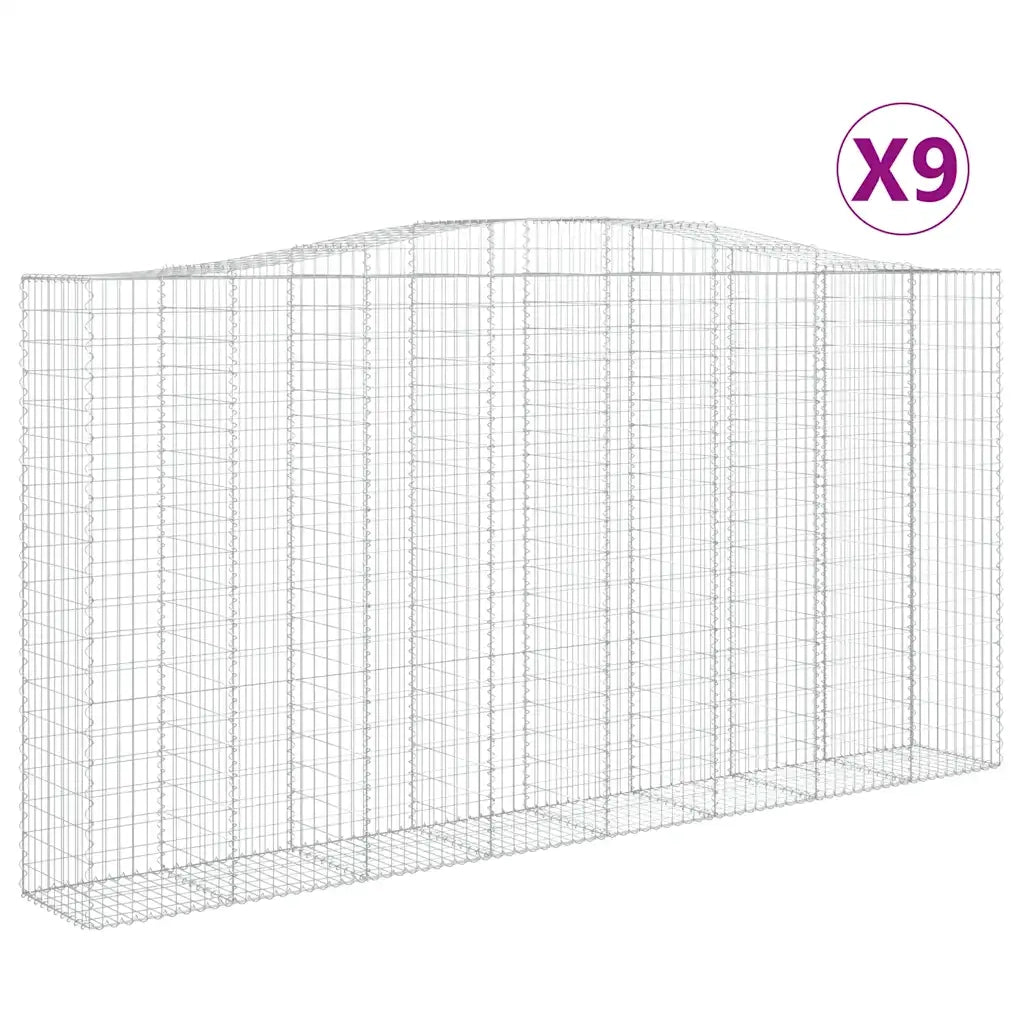 Cesti Gabbioni ad Arco 9 pz 400x50x200/220 cm Ferro Zincato 3146028
