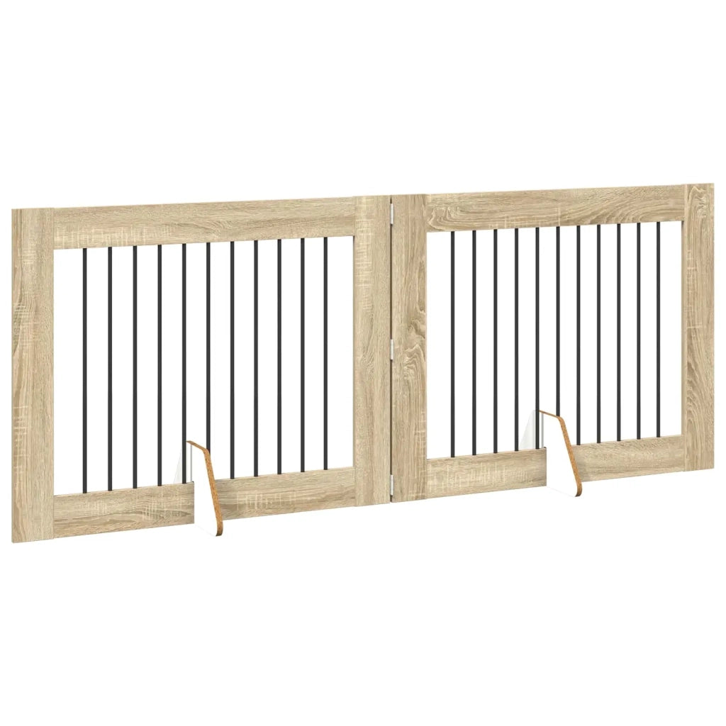 Cancello per cani con supporti 2 pcs Rovere Sonoma 100 x 80 cm 892056
