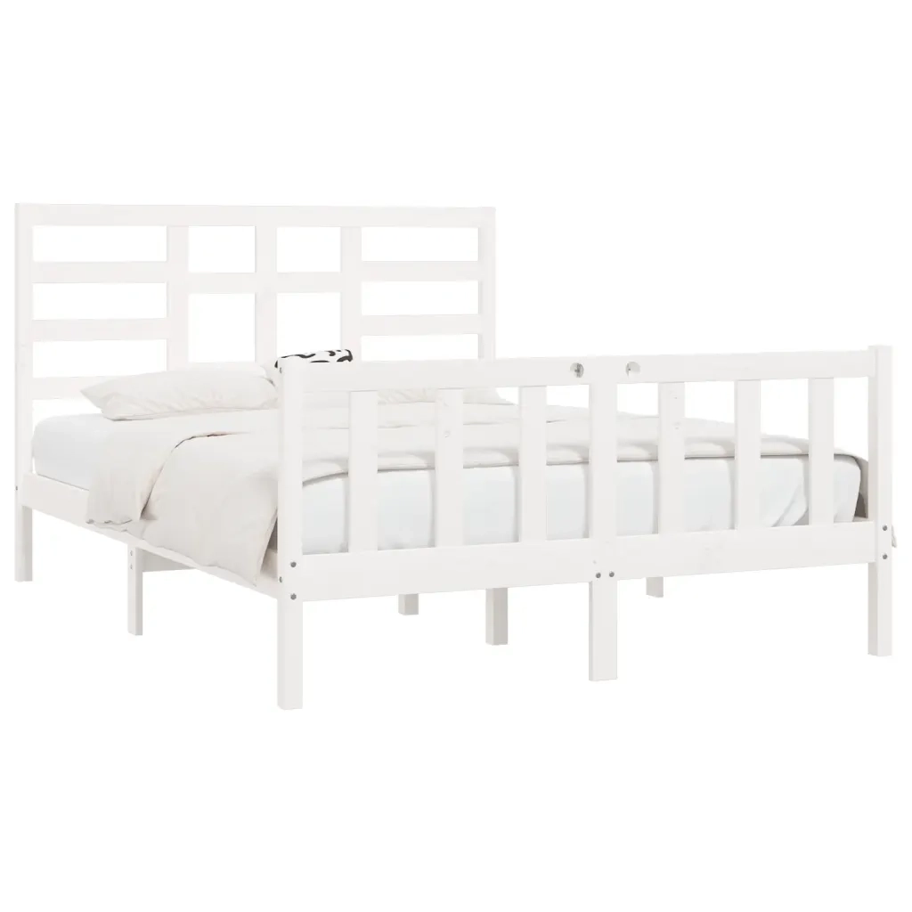 Giroletto senza Materasso-Struttura Letto Bianco 120x200 cm Legno Massello Pino 706415