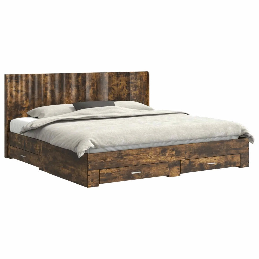 Struttura del letto con stoccaggio e testata Rovere Fumo 3414077