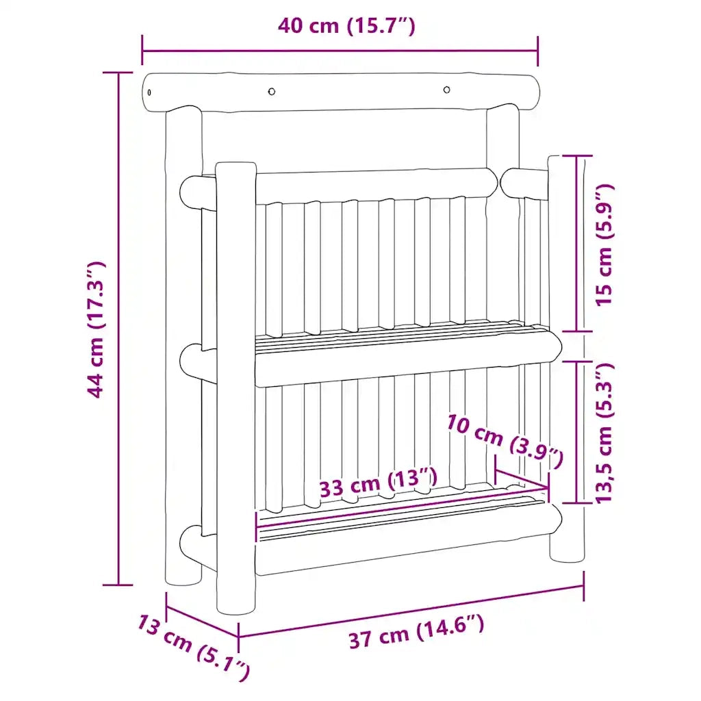 vidaXL Scaffale da parete Marrone 40 x 13 x 44 cm Bambù
