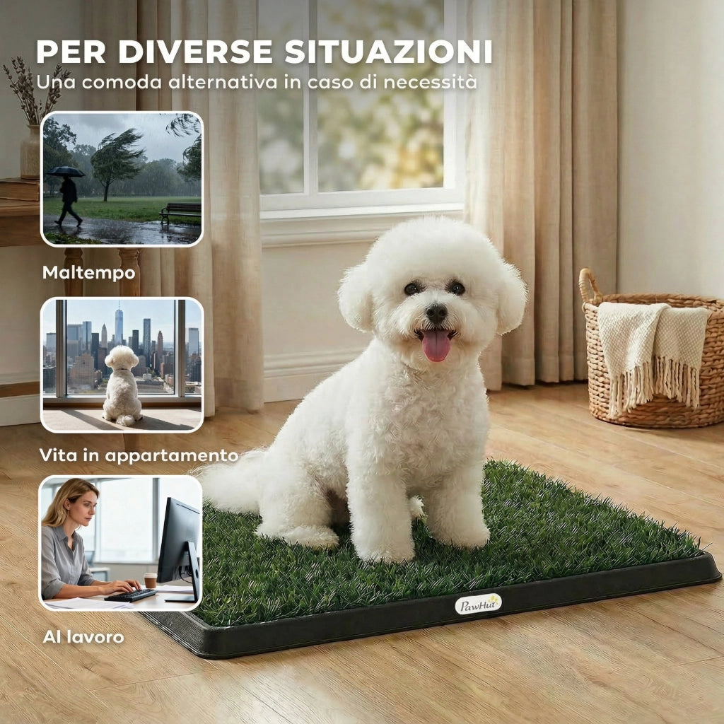 Tappetino per cani con vassoio ed erba artificiale ¨C zephmum ¨C verde 63x50.5 cm