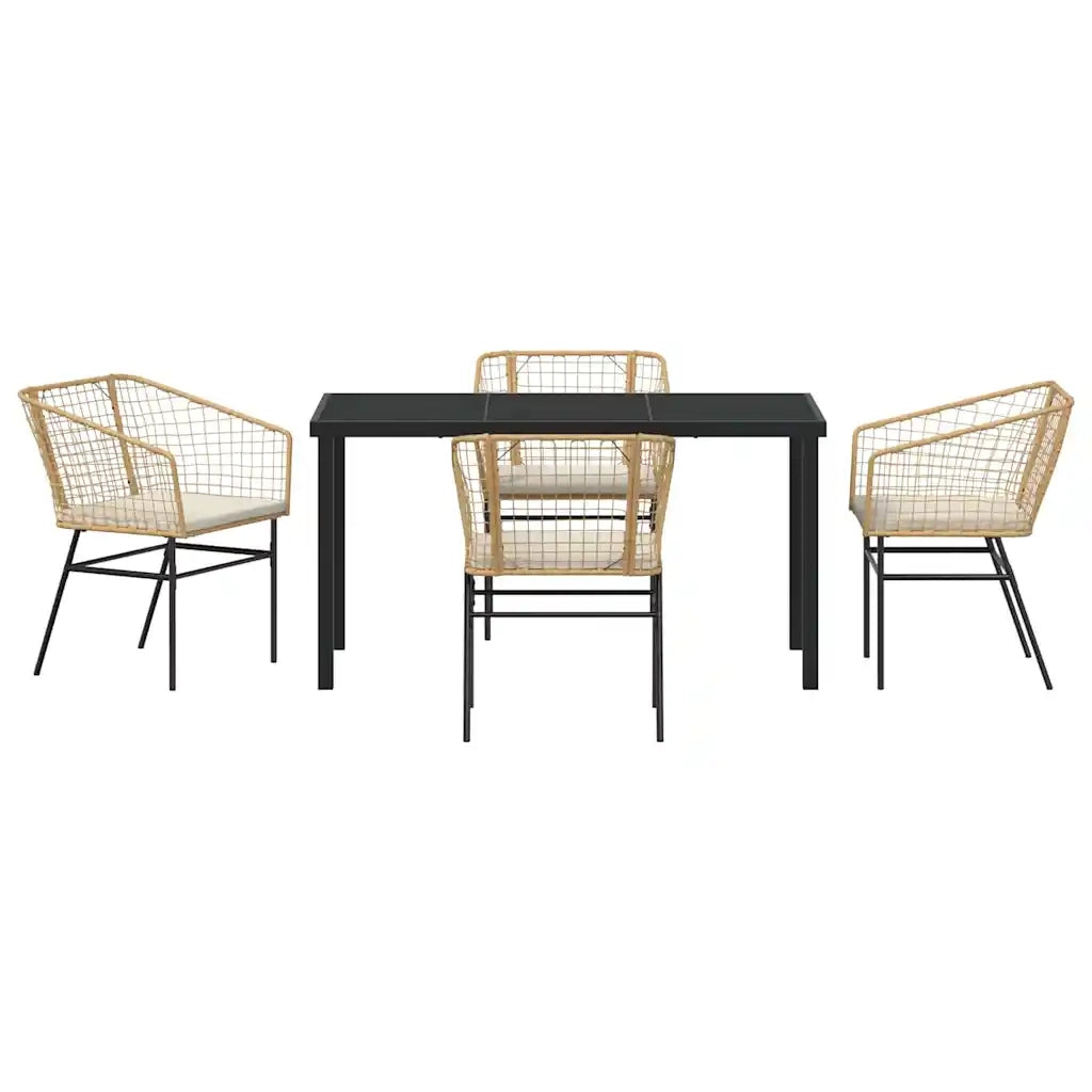 Set da Pranzo per Giardino 5 pz | Set Salotto da Giardino Marrone polyrattan