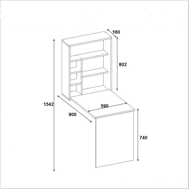 Bureau en bois "Sedir" - 90 x 59 x 154 cm - Bianco
