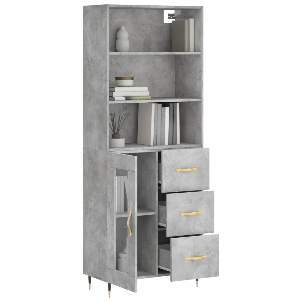 Credenza-Buffet-Armadio da cucina Grigio Cemento 69,5x34x180 cm in Legno Multistrato 105376