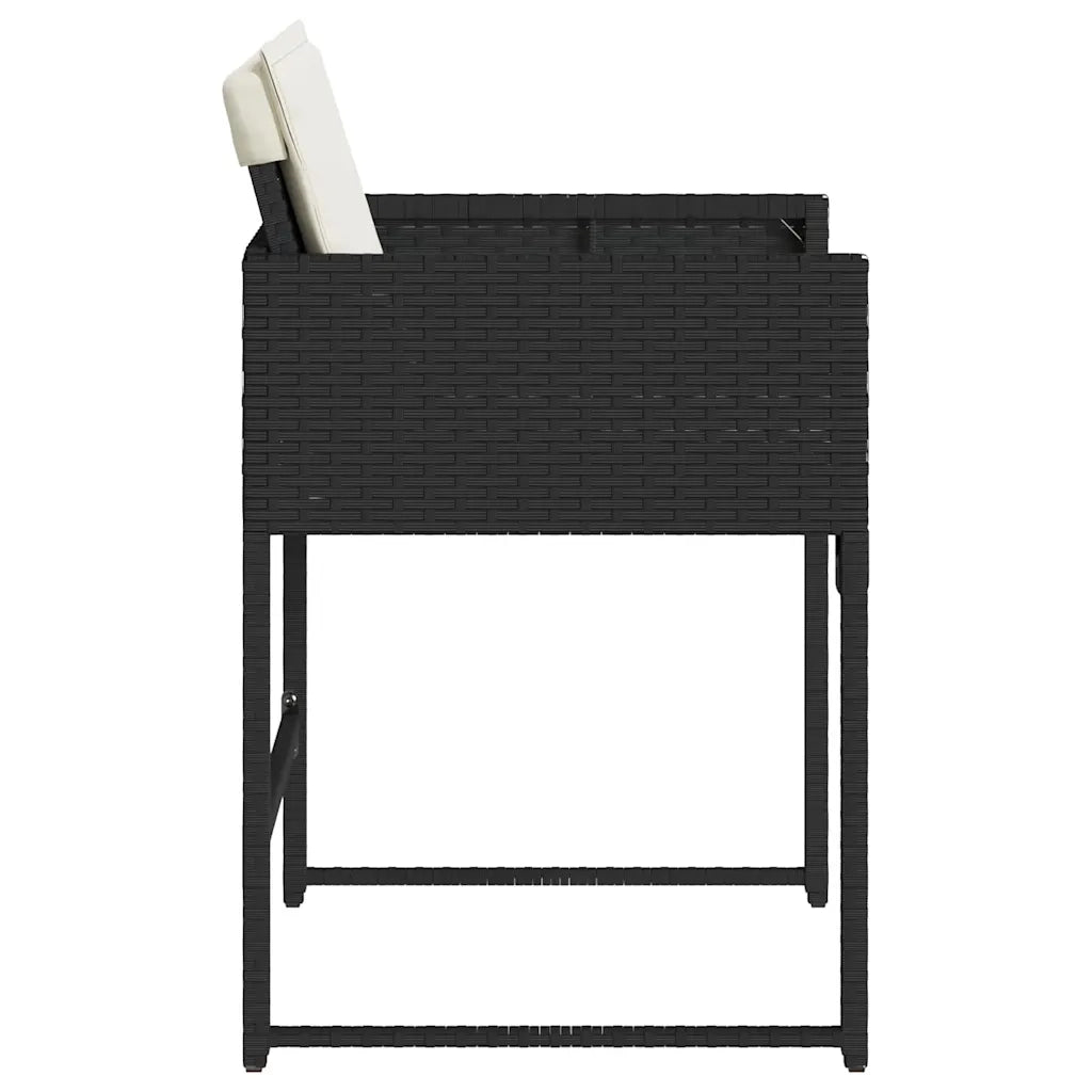 Sedie da Giardino con Cuscini 4 pz | Sedie da Esterno Nere in Polyrattan