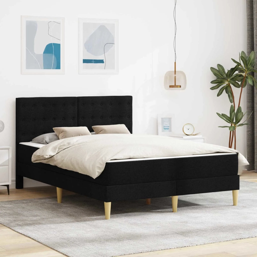 Struttura letto con materasso Nero 140 x 200 cm Tessuto