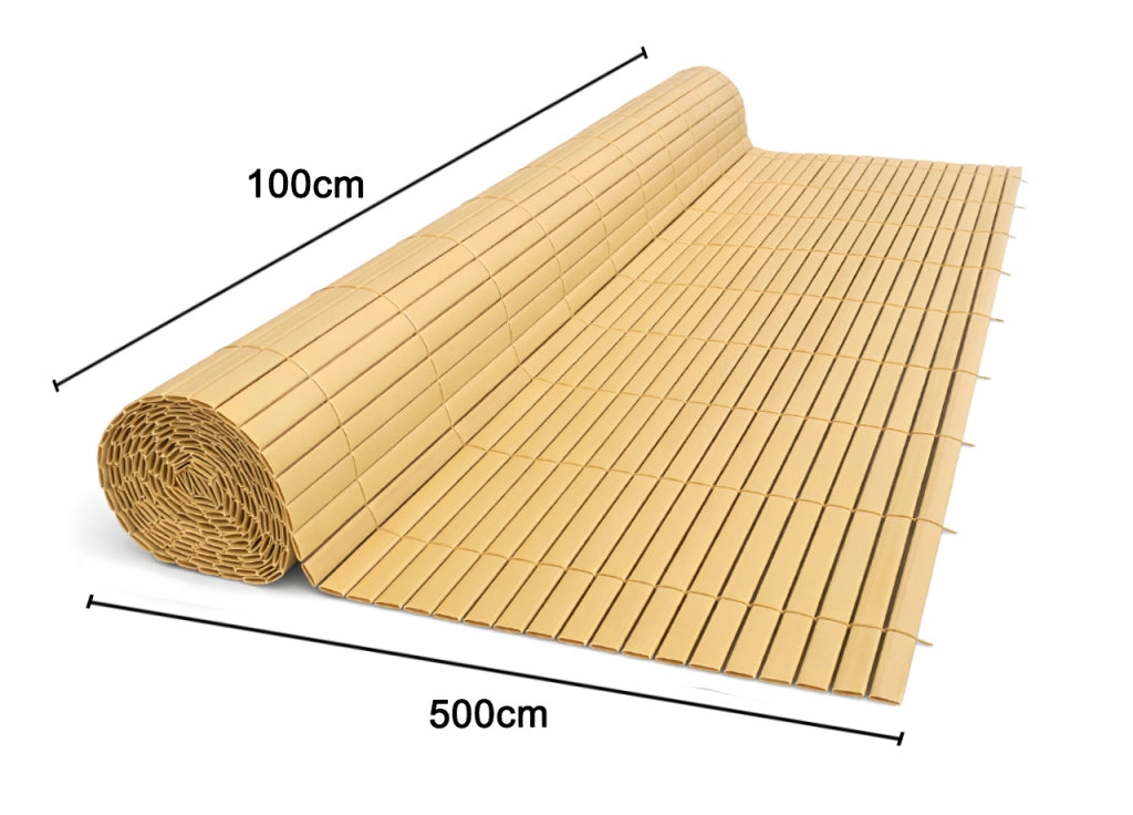 Rotolo Arella PVC Rete Recinzione Listelle Frangivista Da Esterno - 100x500 - Natural