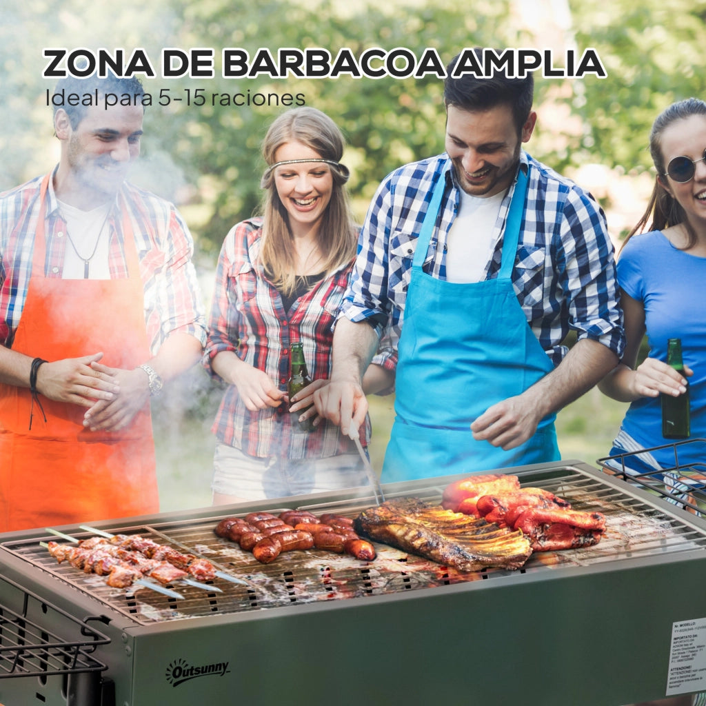 Barbecue a Carbone Portatile con Griglie in Acciaio Inossidabile ¨C zephmum ¨C Verde 94x39x70 cm