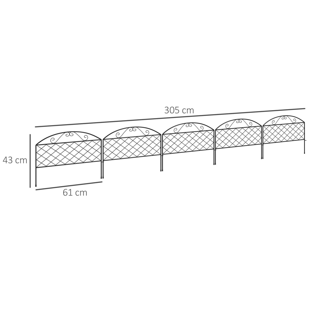 Pannelli decorativi per giardino in metallo ¨C zephmum ¨C 5 pezzi grigio 305x43 cm