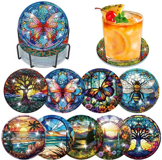 Set di 9 pezzi di supporti per Diamond Painting con contenitore, vetrata in vetro di Lusso, immagini per Diamond Painting per adulti e bambini, supporti per Diamond Cup con gomma, hobby per adulti donne