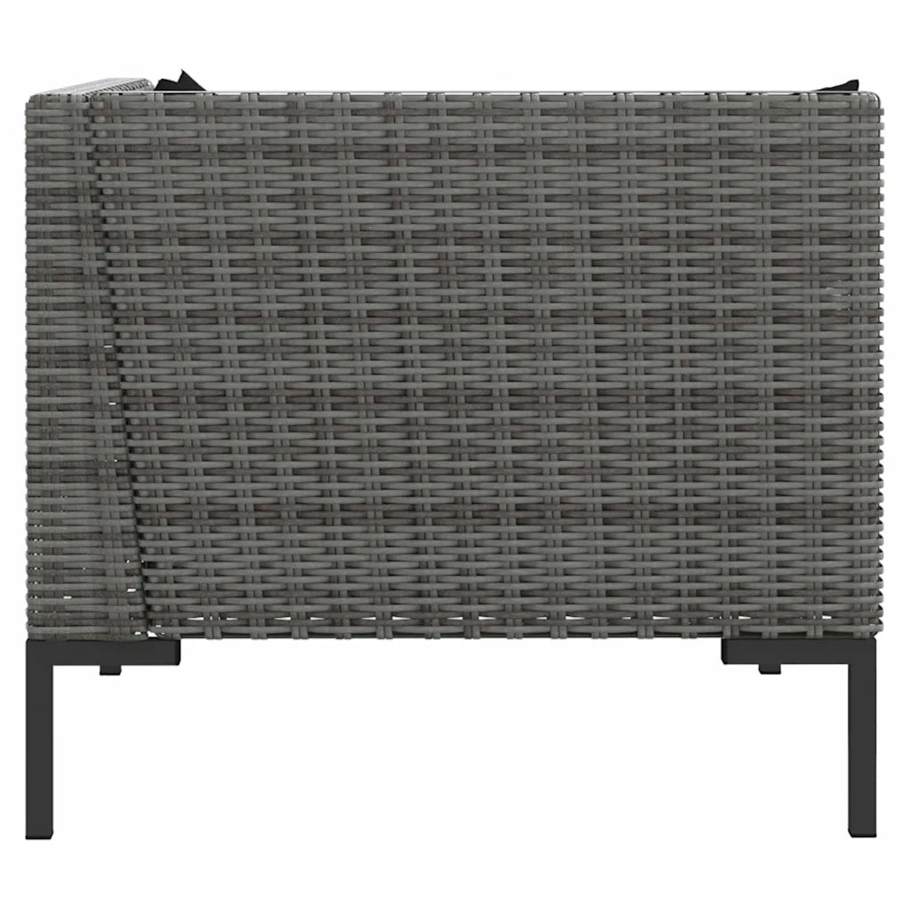 Salotto da Giardino-Set Divani da Giardino 3 pz Grigio Scuro Polyrattan Mezzo Tondo 560209