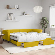 Divano Letto Estraibile con Cassetti Giallo 100x200cm Velluto 3197855