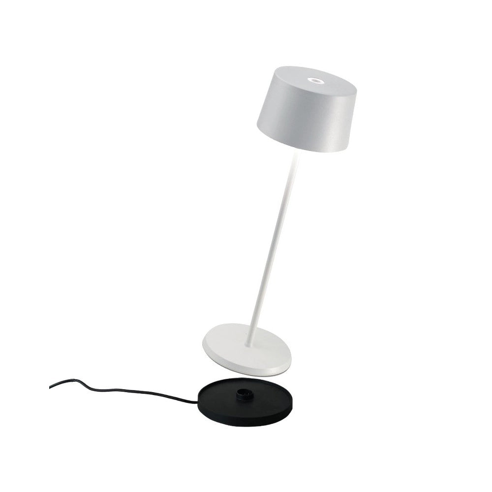 Lampada a led da tavolo Olivia Pro Bianca ricaricabile e dimmerabile
