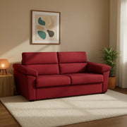 Salorno, Divano Letto 2 Posti Sfoderabile Made in Italy, 185x95 cm Rosso